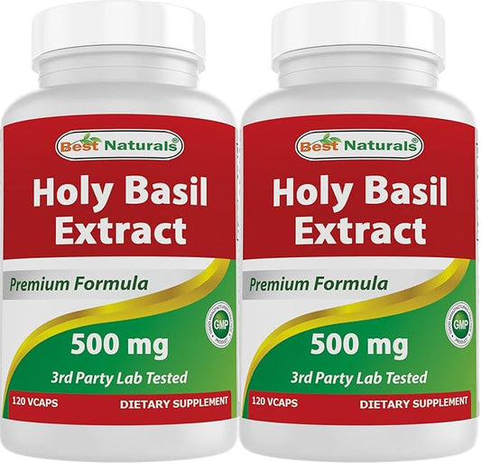 Best Naturals Holy Basil Extract 500 mg 120 VCaps (120 Count (Pack of 2))