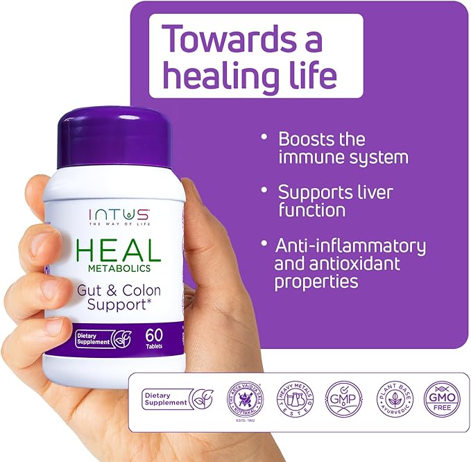 Intus Heal Colon Cleanse and Gut Health Supplement for Women – Ayurvedic Detox Cleanse for Digestive Health – Gut Detox Cleanse & Body Detox for Women – 60 Tablets