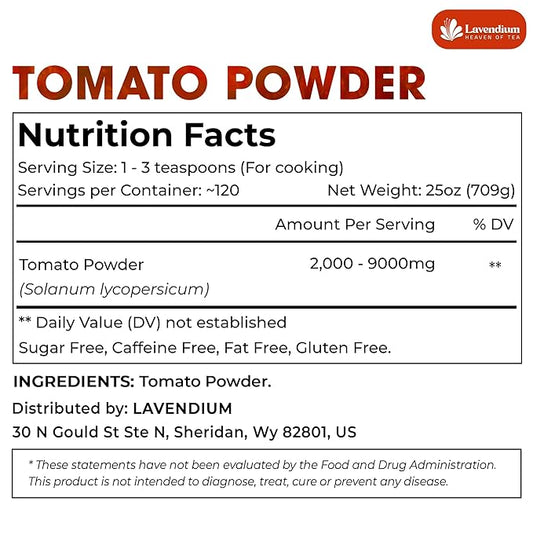 Lavendium, Premium 1.56 lbs (25oz) Tomato Powder – 100% Pure Dehydrated Tomato – Non-GMO, Vegan, Gluten-Free, No Additives – Rich Color & Flavor – Great for Cooking, Seasoning, Sauces & More