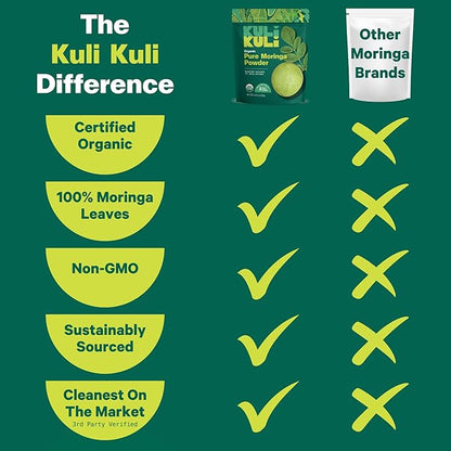 Kuli Kuli Moringa Oleifera Organic Leaf Powder & Green Smoothie, 100% Pure USDA Certified & Non-GMO Moringa Powder, Great with Smoothies, Tea, and Food - Single Pack, 10.6 oz