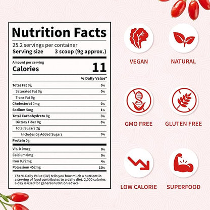NutraBloom Goji Berry Powder 4 Ounce, Natural Freeze Dried Rich in Nutrients Vitamin Healthy Superfruit Boost Non-GMO & Vegan for Drinks, Snacks, & Beverages Smoothie