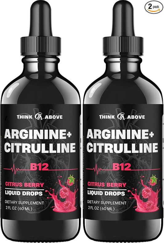 L-Arginine + L-Citrulline + B12 Liquid Drops, Citrus Berry Flavor, 2 fl oz, Pack of 2