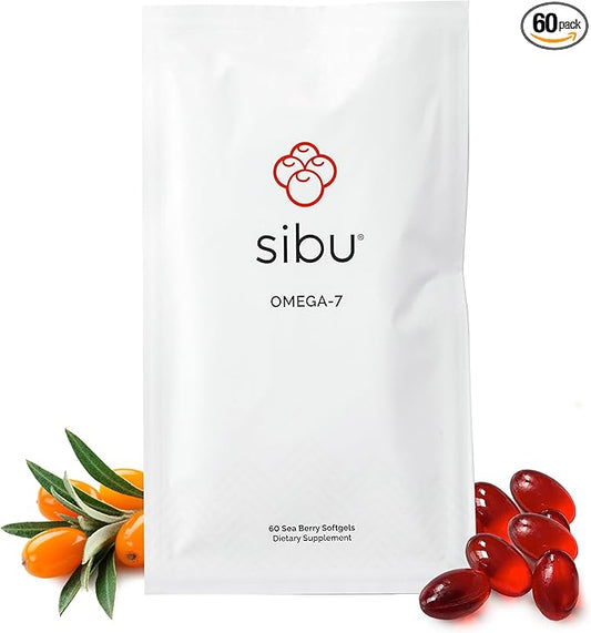 sibu Sea Buckthorn Omega-7 Softgels (30-Day Refill Sachet) – Supplement for Healthy Skin, Hair, Nails and Dryness