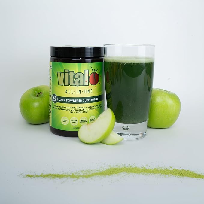 Vital All-in-One Daily Powdered Supplement - Natural Greens Superfood Powder for Energy & Health, Super Greens Powder Drink Mix with Probiotic & Antioxidant Support - 4.23 oz (120 g)