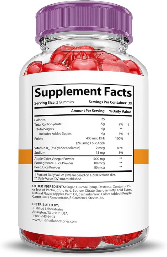 Justified Laboratories (3 Pack Rapid Ripped Keto ACV Vegan Non GMO 180 Gummies