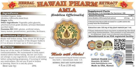 Amla Liquid Extract, Organic Amla (Emblica Officinalis) Tincture 4 oz