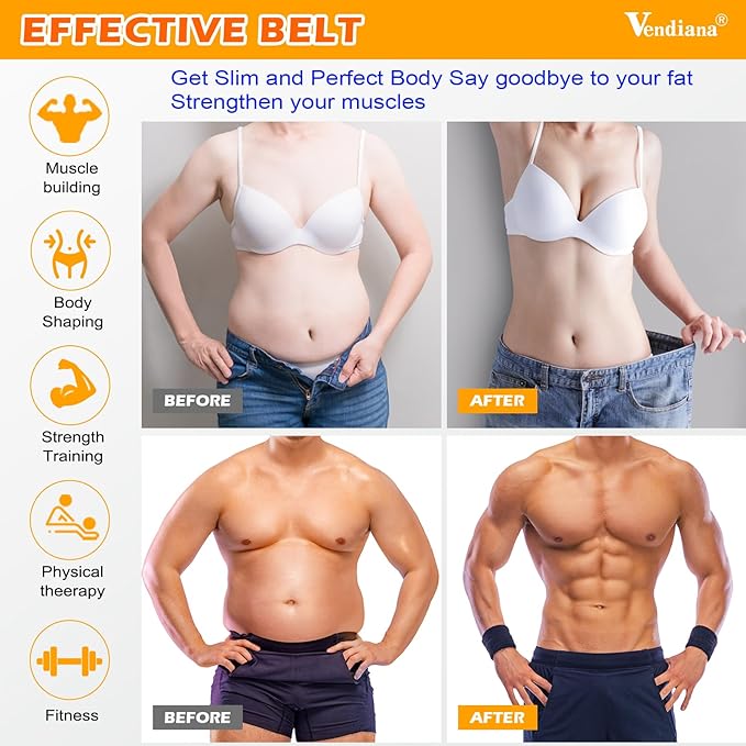 ABS Stimulator Muscle Toner Flex Fitness Belt for Waist Trimmers FDA Cleared AB Machine Abdominal Toning Ems (Black, One Size)