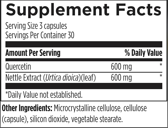 Designs for Health Quercetin + Nettle Supplement - Nettle Leaf + Quercetin Supplements with Flavonoids - Powerful Antioxidants for Immune Support (90 Vegan Capsules)