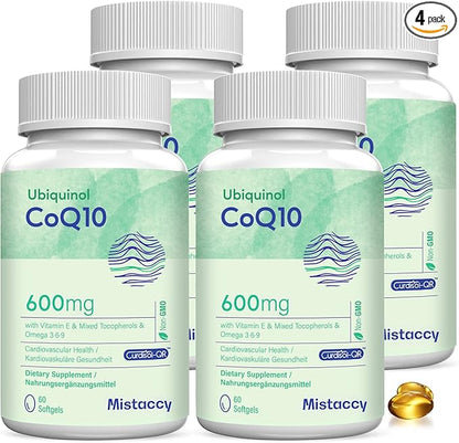 CoQ10 600mg Softgels | High Absorption CoQ10 Ubiquinol Supplement | Reduced Form Enhanced with Vitamin E & Omega 3 6 9 | Antioxidant Powerhouse Good for Health| 240 Softgels