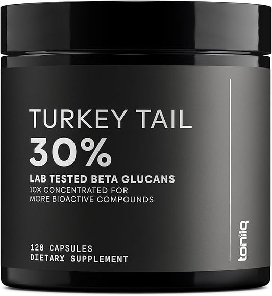 Turkey Tail Mushroom Capsules - Ultra High Potency 10:1 Extract with 30% Beta Glucans - Highly Concentrated - Third-Party Lab Tested - 120 Capsules