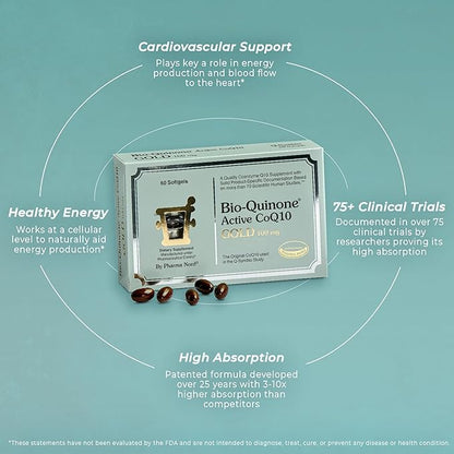 Pharma Nord Bio-Quinone Gold Coenzyme Q10 100mg | The Original CoQ10 | High Absorption, Backed by Research | Essential Antioxidant for Energy, Heart Health and Fertility Support* | 150 Softgels