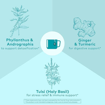 Organic India Tulsi Cleanse Herbal Tea - Holy Basil, Stress Relieving & Detoxifying, Immune Support, Adaptogen, Vegan, USDA Certified Organic, Non-GMO, Caffeine-Free - 18 Infusion Bags, 1 Pack