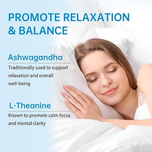 320mg Quad Magnesium & 200mg Alpha GPC & 440mg Ashwagandha + L-Theanine - Support Memory, Focus, Attention & Relaxation* | Magnesium Glycinate/Threonate/Citrate/Malate - 60 Capsules