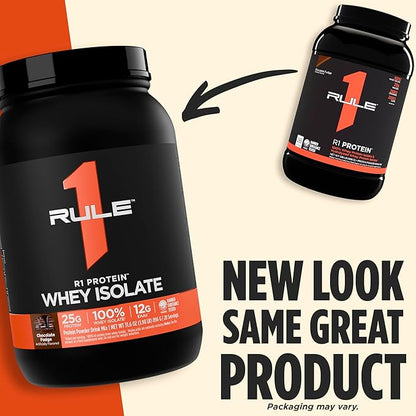 Rule 1 R1 Protein Whey Isolate - with 25g Protein & 6g BCAA Exclusively from Isolated & Hydrolyzed Sources for Workout Recovery (2 Pounds*, Café Mocha)