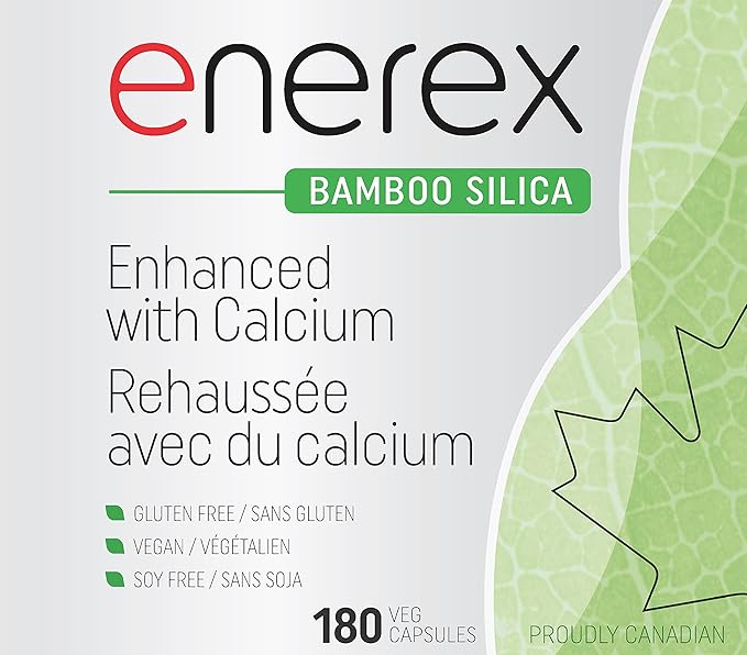 Bamboo Silica with Calcium Citrate - 180 Veggie Caps for Bone & Dental Health, Enhanced Hair, Skin & Nails Growth - Plant-Based Supplement, Bamboo Extract & Organic Silica for Wellbeing