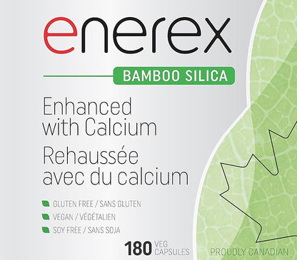 Bamboo Silica with Calcium Citrate - 180 Veggie Caps for Bone & Dental Health, Enhanced Hair, Skin & Nails Growth - Plant-Based Supplement, Bamboo Extract & Organic Silica for Wellbeing