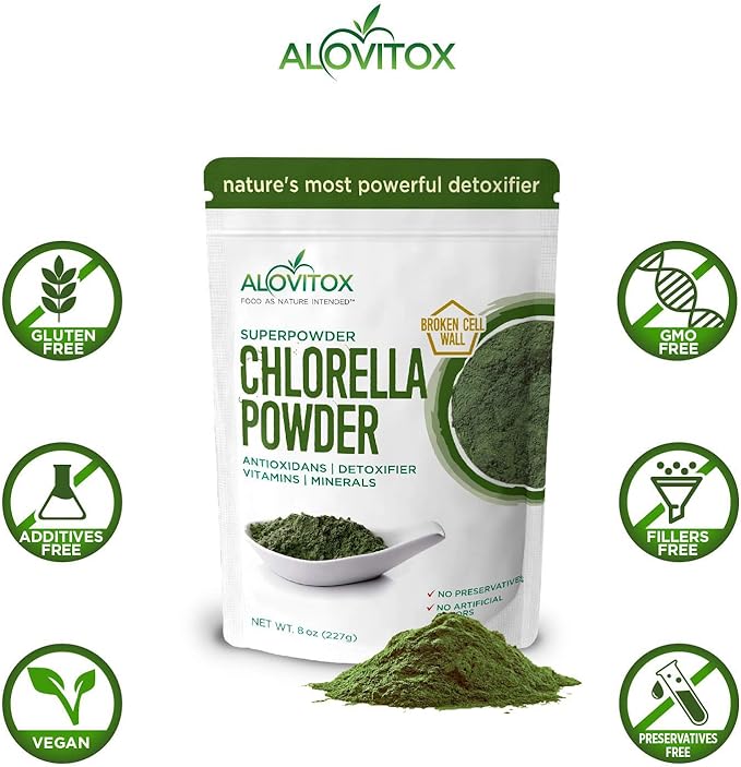 Organic Chlorella Powder 8oz | Nutrient Dense Superfood with Antioxidants, Proteins, Vitamins C, E, B Complex, Enzymes, Chlorophyll, Omegas 3 and More| Organic Raw No Additives or Colors