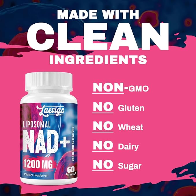 1200mg Liposomal NAD+ Supplement, Ultra Purity Actual NAD Supplement, Enhanced Absorption, Boosting NAD+, Age Defense, Energy, Metabolic Repair, 360 Softgels