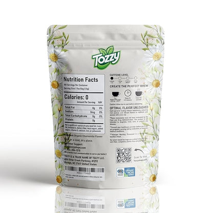Tozzy Organic Chamomile Tea - 100 Count | Pyramid Tea Bags (Plant-Based & Eco-conscious) | Pure Ingredients