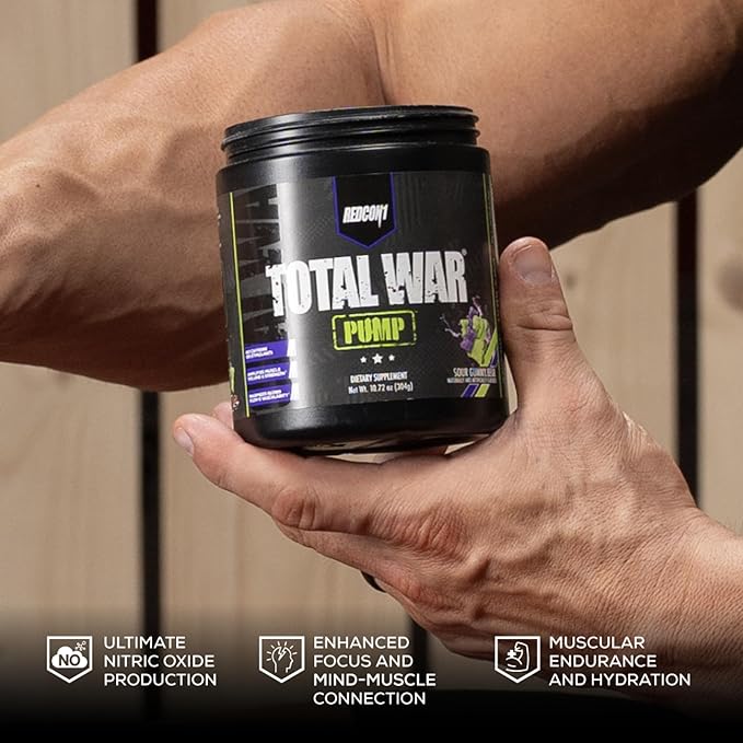 REDCON1 Non Stim & Caffeine Free Pre Workout Powder for Women & Men - Total War Pump - with L-Citrulline, Beta Alanine & More - Workout at Any Time of Day - Watermelon Slushy (10.72 oz)
