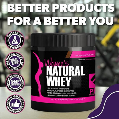Whey Protein Powder for Women - Supports Lean Muscle Mass - Low Carb - Gluten Free - Grass Fed and Rbgh Hormone Free (16 Ounces (Pack of 1), Chocolate Delight)