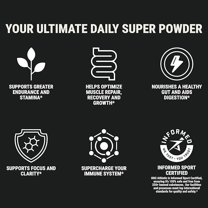 ON3 Athletic Protein Greens Supplement with chlorella, eleuthero and MCT Powder (5 Servings, Herbal)