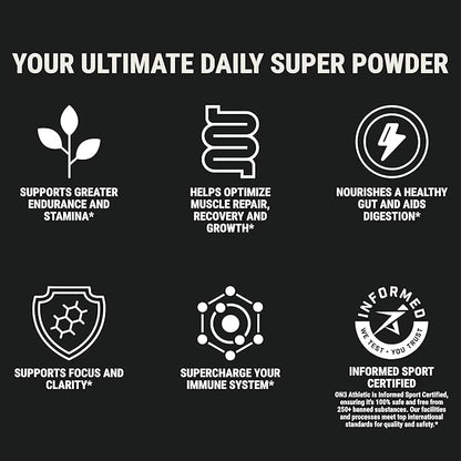 ON3 Athletic Protein Greens Supplement with chlorella, eleuthero and MCT Powder (5 Servings, Herbal)