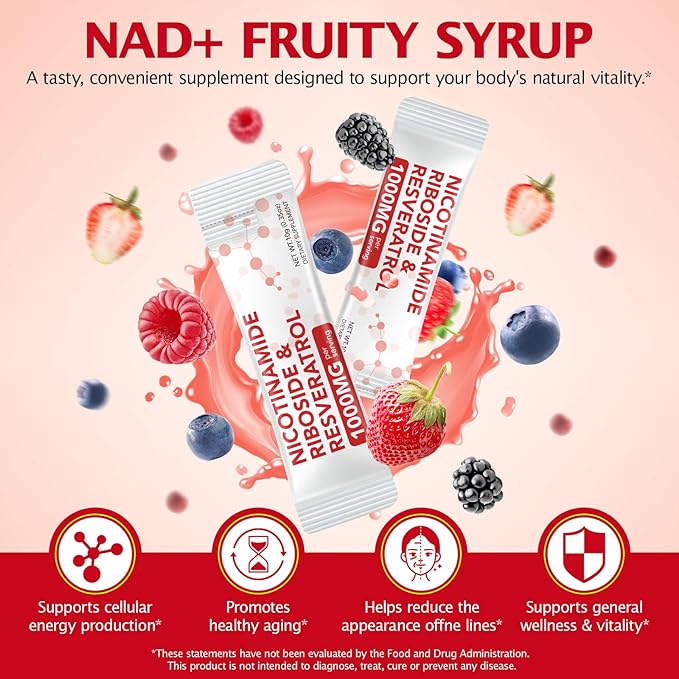 1000MG High-Pontency Liposomal NAD+ Liquid Supplement with Resveratrol & Quercetin, High Purity-Supports Cellular Longevity, Anti-Aging, Energy Metabolism | 21 Packets