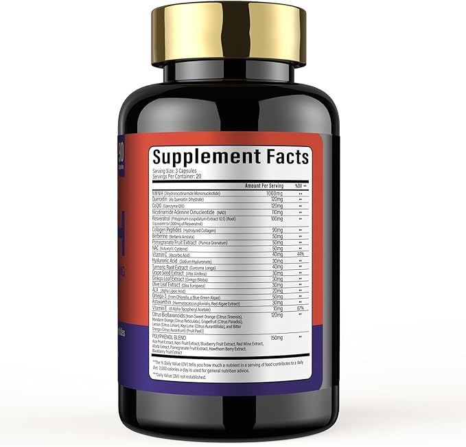 NMNH Supplement, 21-in-1 Dihydronicotinamide Mononucleotide, 1000mg Per Serving NAD+ Support, Gluten Free Supports Healthy Aging, Cellular Energy & Immune Health - 20 Servings