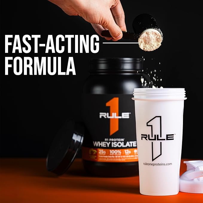Rule 1 R1 Protein Whey Isolate - with 25g Protein & 6g BCAA Exclusively from Isolated & Hydrolyzed Sources for Workout Recovery (2 Pounds*, Café Mocha)