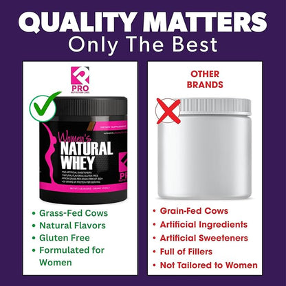 Whey Protein Powder for Women Vanilla Powder - Low Carb Gluten-Free Grass-Fed rBGH-Free - Supports Weight Loss - Natural Stevia Sweetened Protein Shake, 20g (Creamy Vanilla, 1lb)