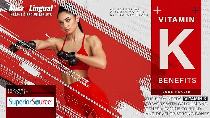 Superior Source Vitamin K1 500 mcg - Bone Strength & Health Support Supplement - Vitamin K Supplement Aids Blood Health & Calcium Absorption - 100 Sublingual Dissolving Tablets