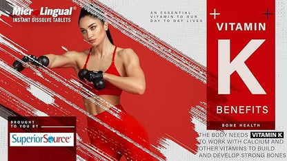 Superior Source Vitamin K1 500 mcg - Bone Strength & Health Support Supplement - Vitamin K Supplement Aids Blood Health & Calcium Absorption - 100 Sublingual Dissolving Tablets