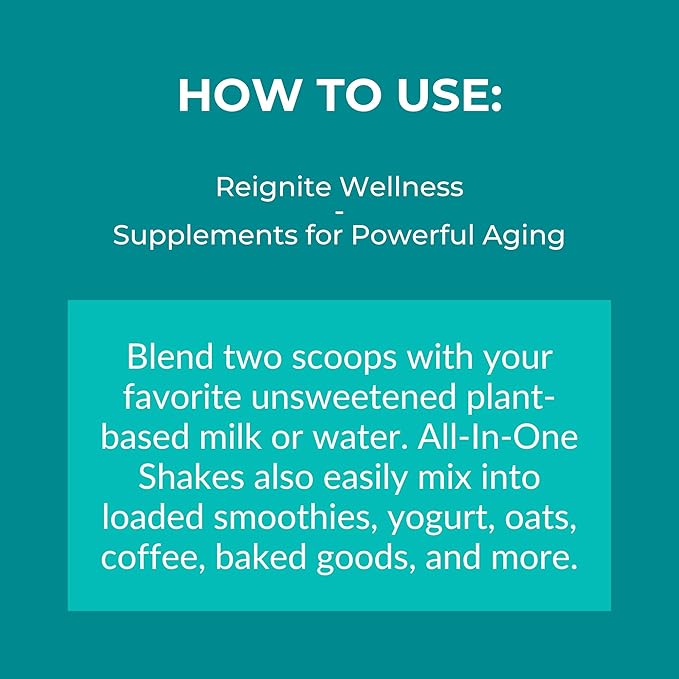 Reignite Wellness by JJ Virgin | Vanilla Plant-Based All-in-One Shake | Plant Protein Powder, Vitamins, Minerals, Greens & Aminos | 22g of Plant Protein | 30 Servings
