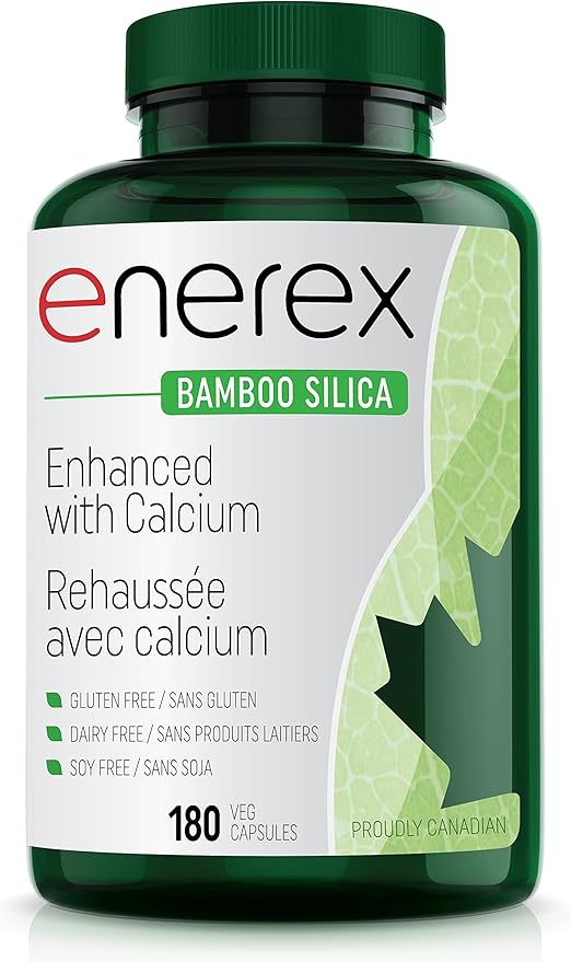 Bamboo Silica with Calcium Citrate - 180 Veggie Caps for Bone & Dental Health, Enhanced Hair, Skin & Nails Growth - Plant-Based Supplement, Bamboo Extract & Organic Silica for Wellbeing