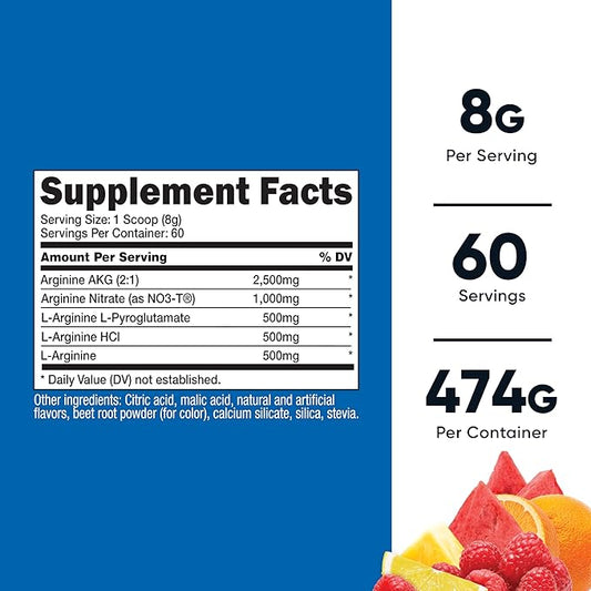 Nutricost L-Arginine Complex (Fruit Punch, 60 Servings) - Gluten Free, Non-GMO