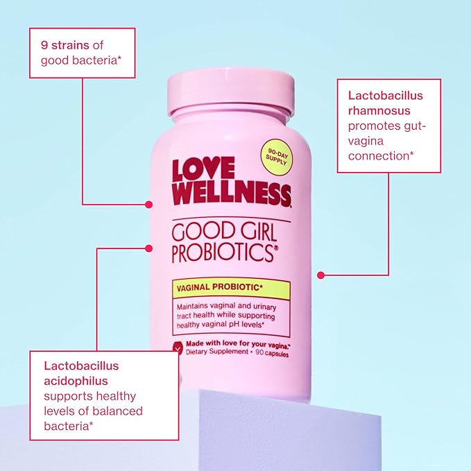 Love Wellness Good Girl Probiotics | Women's Vaginal Health Supplement | Vaginal Probiotics for Women pH Balance & Urinary Tract Health | Support Vaginal Odor & Flora | 90 Day Supply