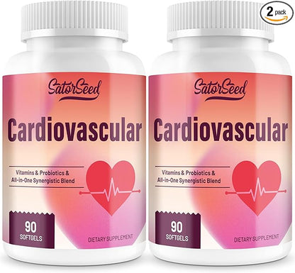 Cardiovascular Supplement 3000MG Multi-Vitamins, Probiotics, Omega-3 & CoQ10 Synergistic Blend for Adults (2 Bottle)