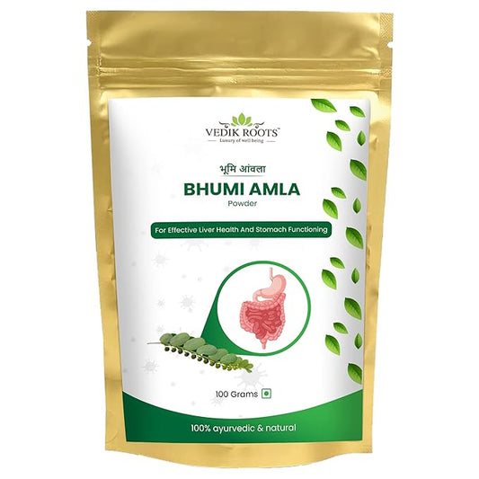 Vedikroots Bhumi Amla Powder/Churn - Organic And Pure Ingredient Extract For Healthy Liver Functioning And Digestive Strength Enriched With Essential Nutrients (100 GM) (100 g (Pack of 1))