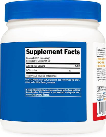Nutricost L-Glutamine Powder 500 Grams (Fruit Punch) - (76 Servings per Bottle)