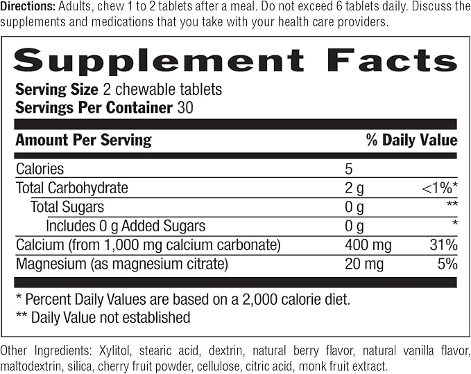 Country Life Acid Rescue Chewable Tablets - Certified Vegan & Gluten-Free Heartburn Relief, 400mg Calcium & Magnesium, Non-GMO, Sugar-Free Berry Flavor, Supports Bone Health, 60 Count