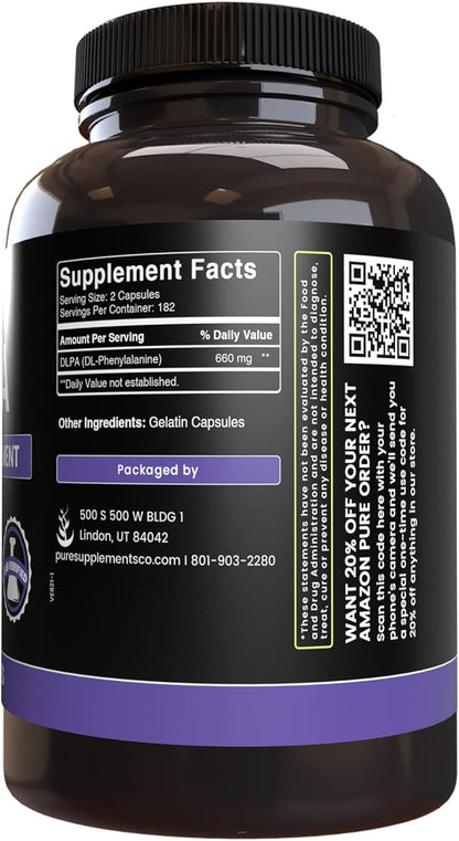 Pure Original Ingredients DL-Phenylalanine DLPA (365 Capsules) No Magnesium Or Rice Fillers, Always Pure, Lab Verified
