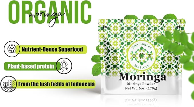 Organic Moringa Leaf Powder | Fresh-Dried Superfood From Indonesia | USDA Certified Organic | Ideal For Blending Into Smoothies, Teas, or Juice - 170g Bulk Pouch (42 Servings)