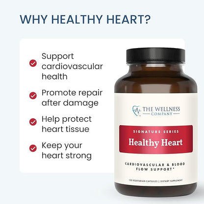 The Wellness Company Healthy Heart - Cardiovascular Strength, Blood Flow, Nitric Oxide Production & Healthy Cholesterol Levels | 120ct (1 Month Supply)