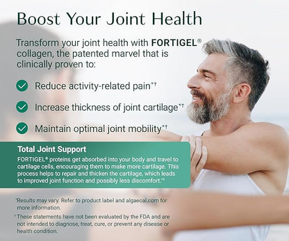 ALGAECAL Collagen - 4 Clinically-Supported Peptides VERISOL®, FORTIGEL®, UC-II®, FORTIBONE®, Anti-Aging Hydrolyzed Collagen Powder, 3 Packs, Made in USA