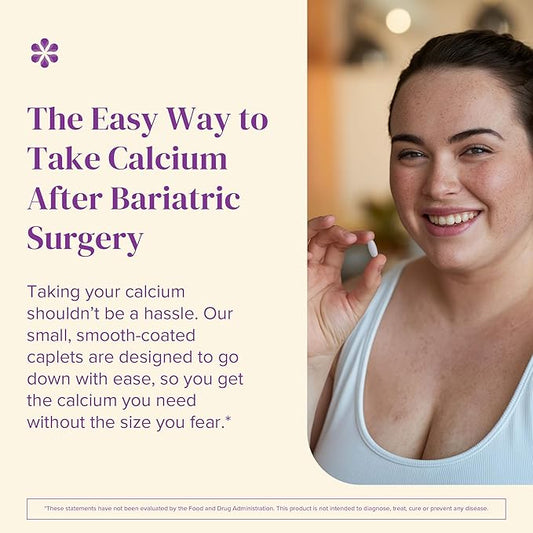 Barimelts Quick-Glide™ Calcium - 120 Smooth-Coated Caplets (1-Month Supply) - Bariatric Calcium Supplements for Women Support Bone Health After Bariatric Surgery