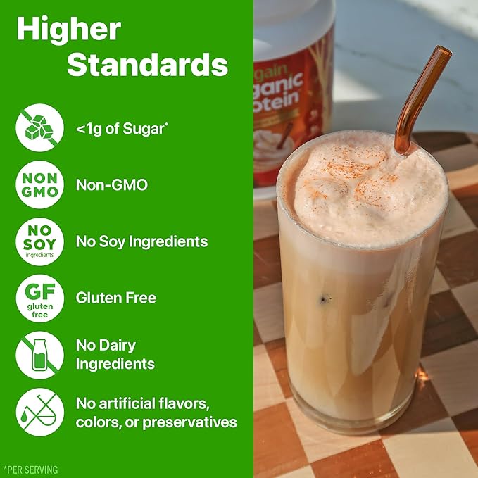 Orgain Organic Vegan Protein Powder, Pumpkin Spice - 21g of Plant Based Protein, Non Dairy, Gluten Free, 1g of Sugar, Soy Free, Kosher, Non-GMO, 1.02 Lb (Packaging May Vary)