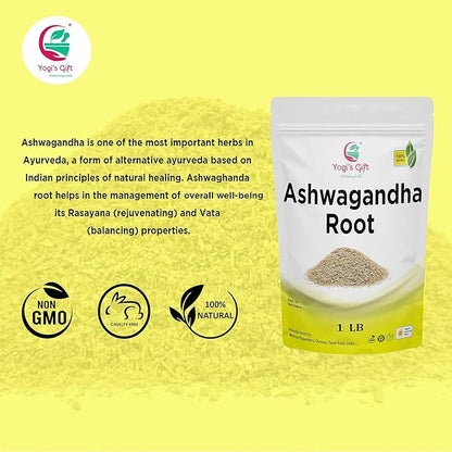 Ashwagandha Root 1lb | Dried Ashwagandha Herb | 100% Naturally Dried | Withania Somnifera | Best Particle Size for Making Tea | by Yogi's Gift®