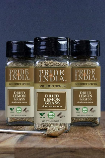 Pride of India – Lemongrass Fine Cut & Sifted – Ideal for Cooking & Drinks – Perfect seasoning for Soups/Salads/Marinades – Gourmet Condiment/Pure & Fresh – Easy to Use -0.8 Small Dual Sifter Bottle