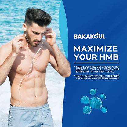 HMB and L-Leucine Gummies, HMB and Leucine Supplement Supports Muscle Fast Workout Support, HMB and Leucine Amino Acid for Men & Women, Sugar Free, Non-GMO, 120 Counts